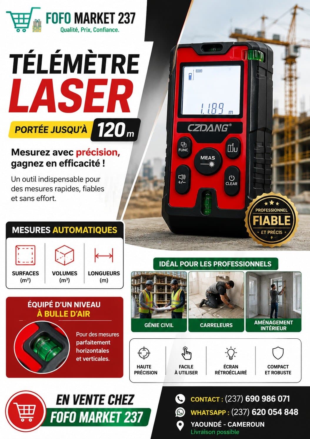 TÉLÉMÈTRE LASER (120m) — 1/1