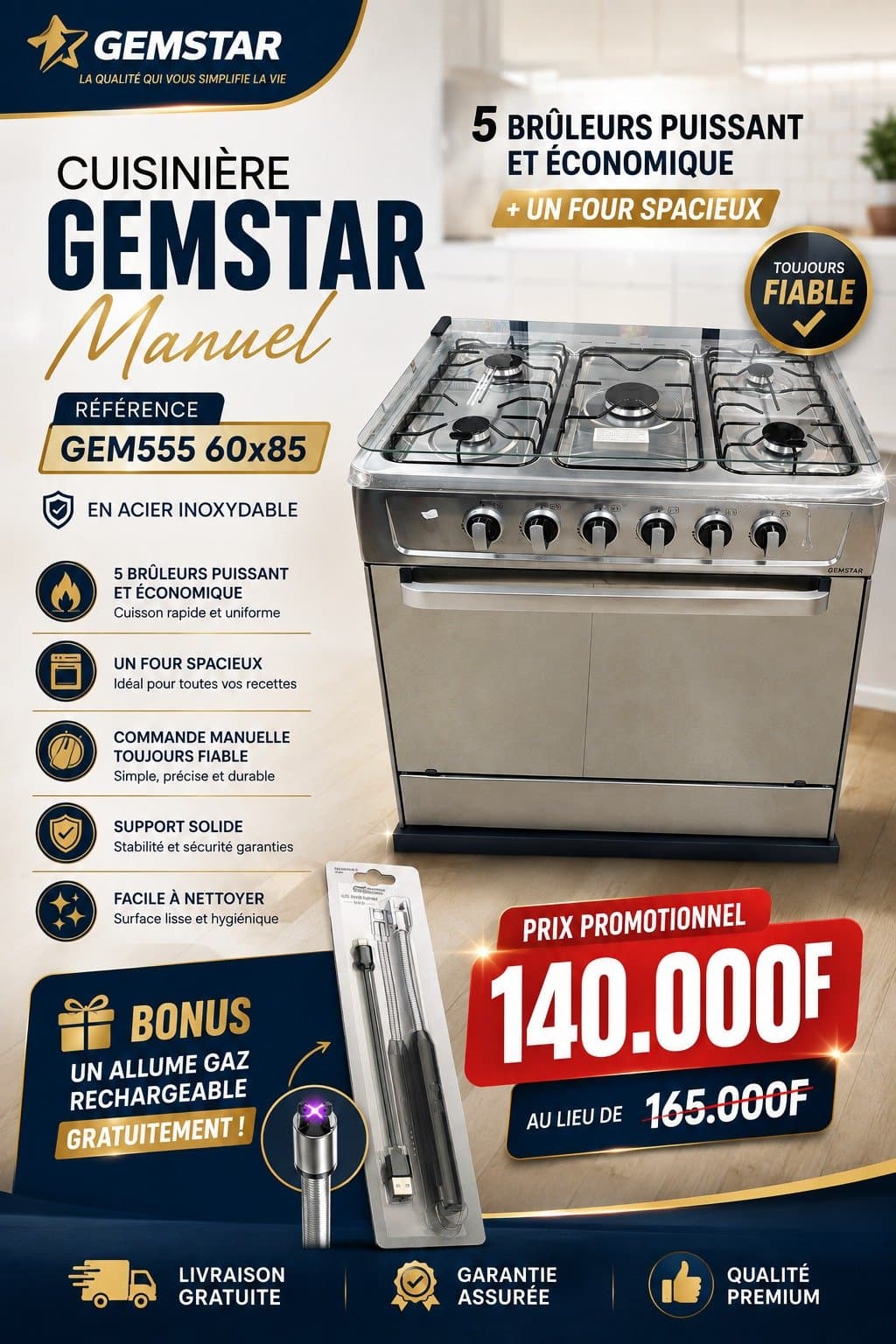 Cuisinière Gemstar 60x85 manuel — 1/2